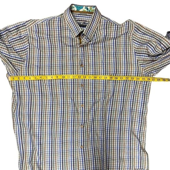 Luchiano Visconti Black Mens Button Down Shirt Sz 2XL Purple Blue Multicolor - Picture 5 of 5